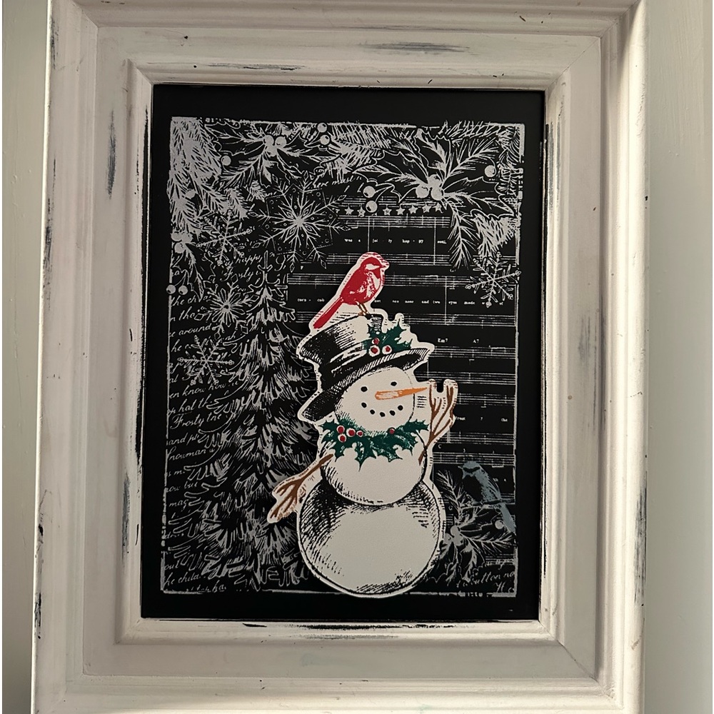 12x18 snow man handmade wall decor